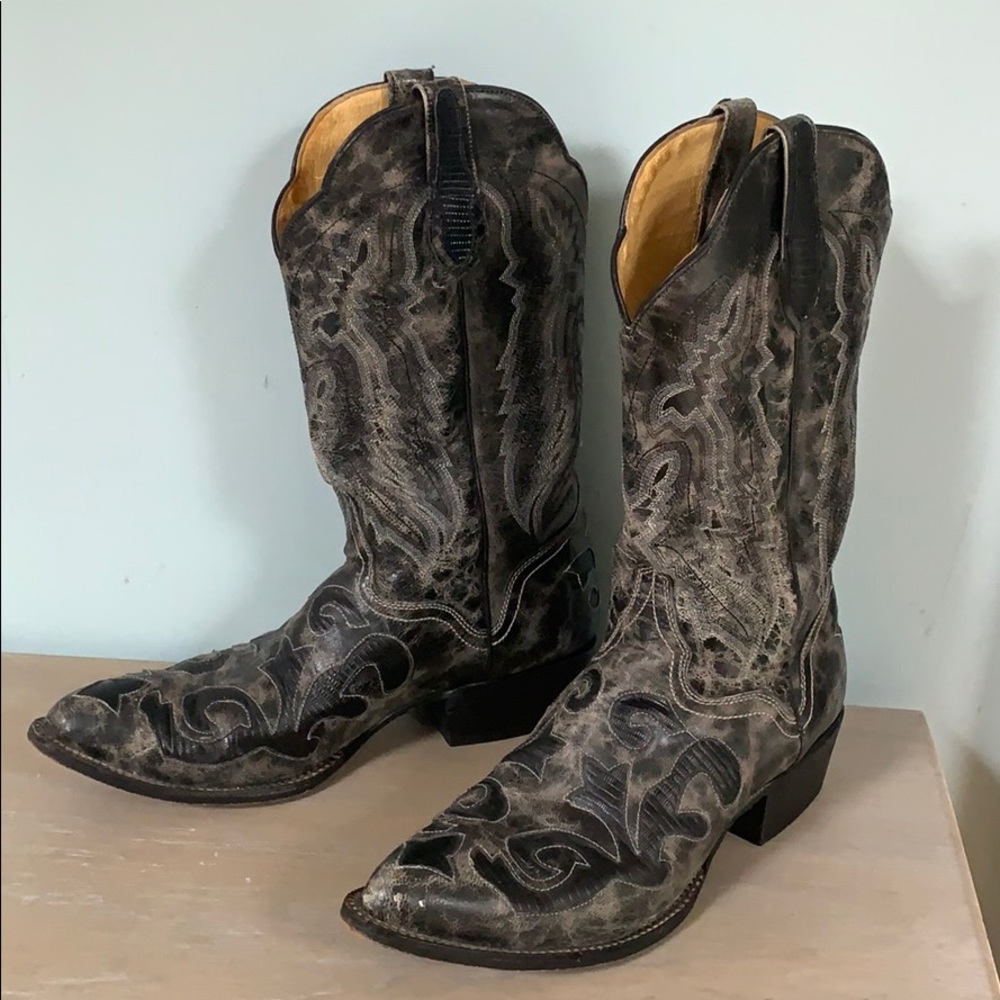 J. B. Dillon distressed goat leather boots